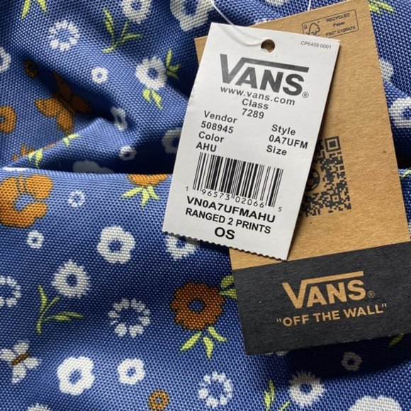 VANS Ranged 2 Prints Backpack Laptop Sleeve Casual Women's Blue Zip VN0A7UFMAHU - Picture 4 of 4